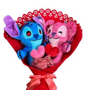 Disney Stitch & Angel Blue and Pink Plush Toy Bouquet